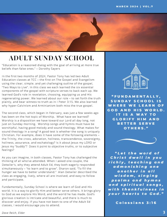 Trinity Central Church Monthly Newsletter | Tony Jones Pastor